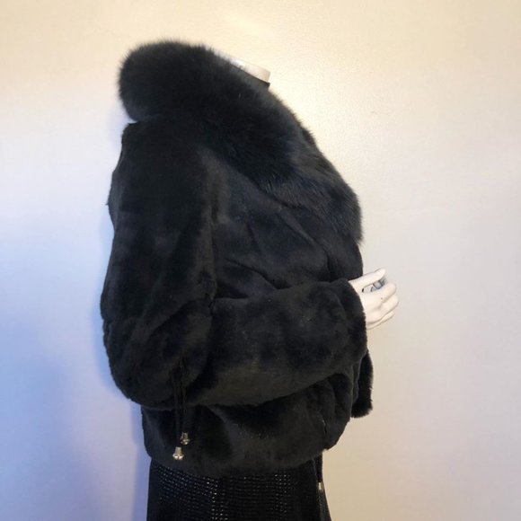 P. ROSSA Black Rabbit Fur Jacket - Picture 3 of 4